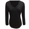 thumbnail image 3 of UTTOASFAY Winter Clothes for Womens Women's V-Neck Solid Color Loose Casual Fashion Long Sleeve T-Shirt Tops, 3 of 4
