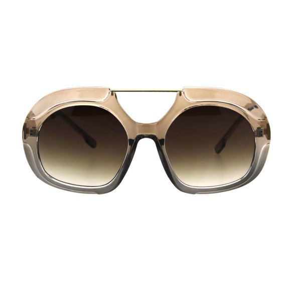 Womens Boyfriend Flat Top Racer Sport Plastic Retro Mob Sunglasses Beige Brown