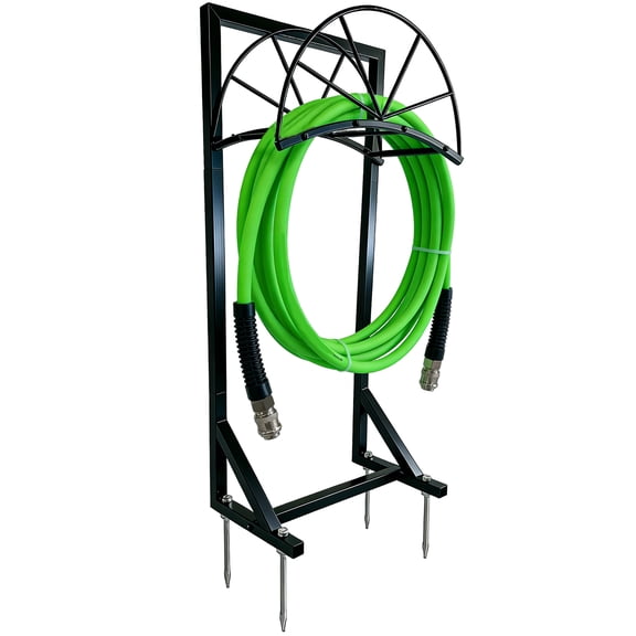Heavy Duty Garden Hose Holder with 4 Steel Anchors, 150FT Capacity Freestanding Hose Reel, 40 Inch No-Drill Rust-Proof Outdoor Water Hose Organizer for Yard, Lawn, Patio and Backyard