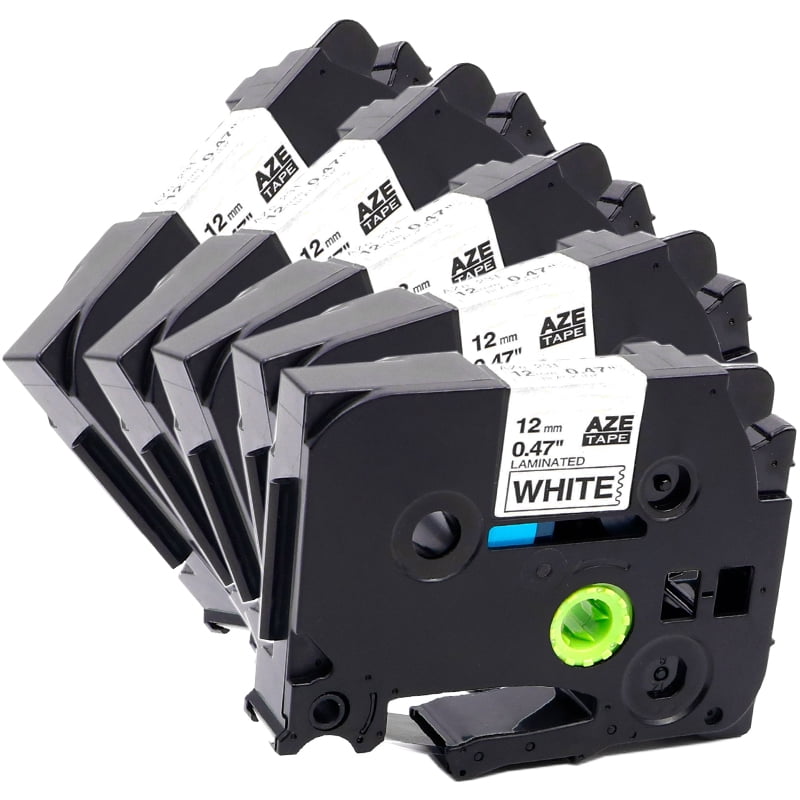 Label KINGDOM 5 Pack Compatible Standard Laminated Label Tape Replacement for Brother P-Touch TZe-231 TZ231 TZe231 Black on White 12mm 8m (0.47' 26.2ft)