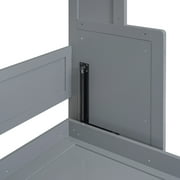 Euroco Queen Size Murphy Bed with Desk and Shelves, Convertible Wall Bed into Cabinet for Living Room, Easy Open and Close, Gray