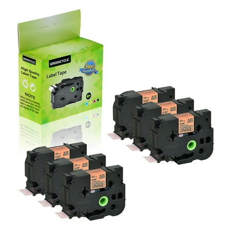 GREENCYCLE 6 Pack Compatible Brother TZe-B51 TZ-B51 TZB51 TZeB51 TZe Tape 24mm 1'' Laminated Black on Fluorescent Orange Label Tapes Cassette use for Brother P-Touch Labeler Label Maker