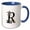 Blue/White, variant on 3drose, Resplendent Letter R. Halloween Monogram, Broom, Wizard Hat, Cat, 11oz Mug