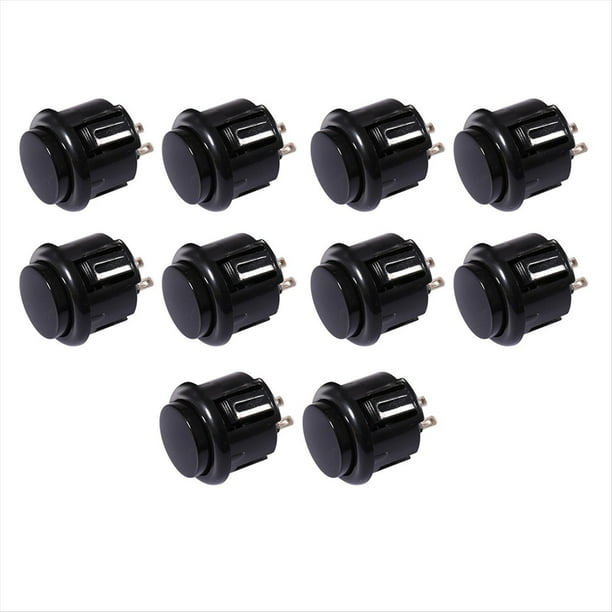 10 Botones Arcade de 24 mm, Sensibles, para Entusiastas de los Videojuegos, Color Negro.