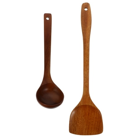 

Wooden Spatula 1 Set 2pcs Wooden Non-stick Spoon Ladle and Spatula Kitchen Cooking Utensils