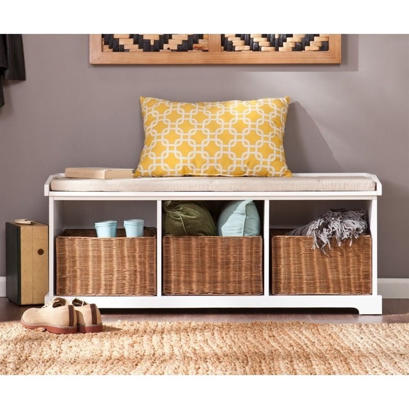 Southern Enterprises Loring Entryway Storage Bench In White