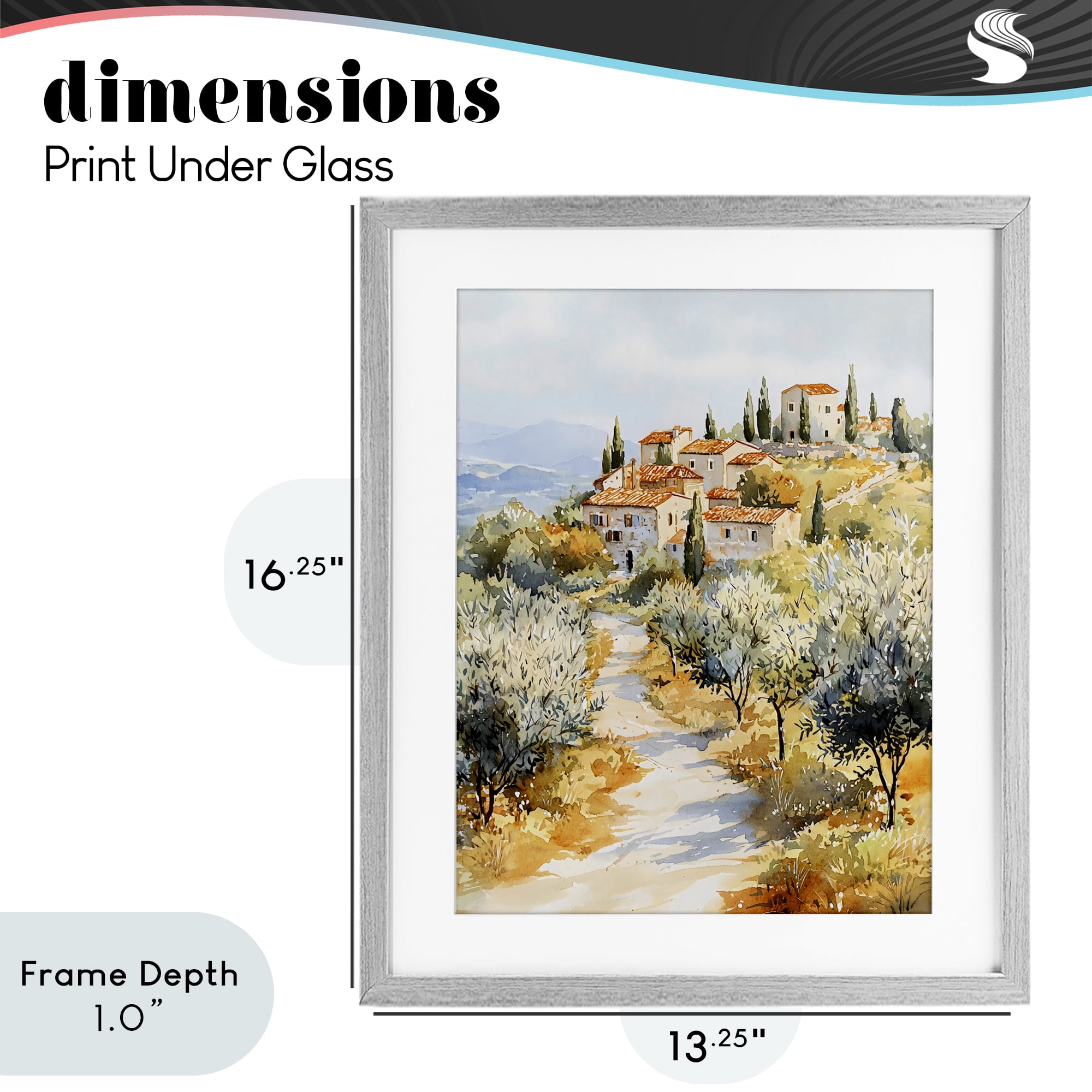 Stupell Industries Tuscan Hilltop Village View Gray Framed Print Under Glass, design by LSR Design Studio