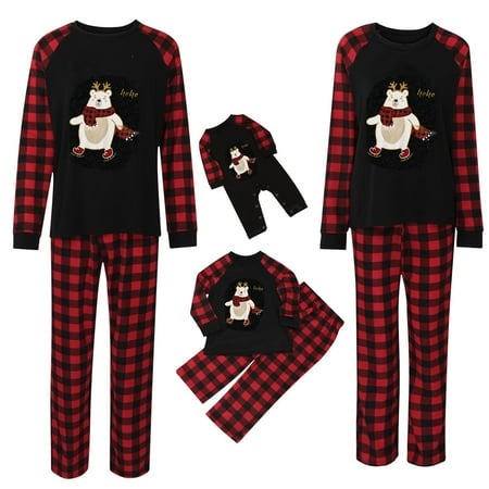

Family Christmas Pjs Matching Sets Fashion Pajamas Letter Print Red Plaid Top and Long Pants Sleepwear Sets
