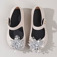 thumbnail image 2 of KPOPLK Toddler Little Girl Dress Shoes Mary Jane Flats Party Toddler Shoes Girls Cute Fashion Bow Hollow Out Non-slip Small Leather Princess Shoes Size 8,White, 2 of 4