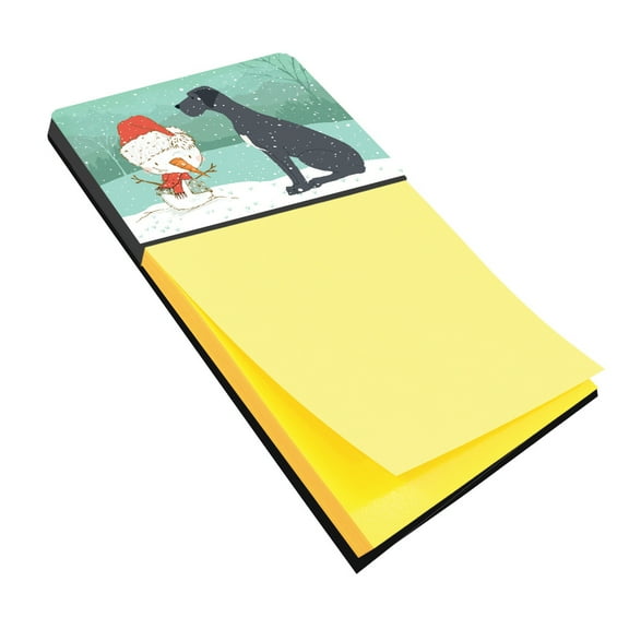 Black Great Dane and Snowman Christmas Sticky Note Holder