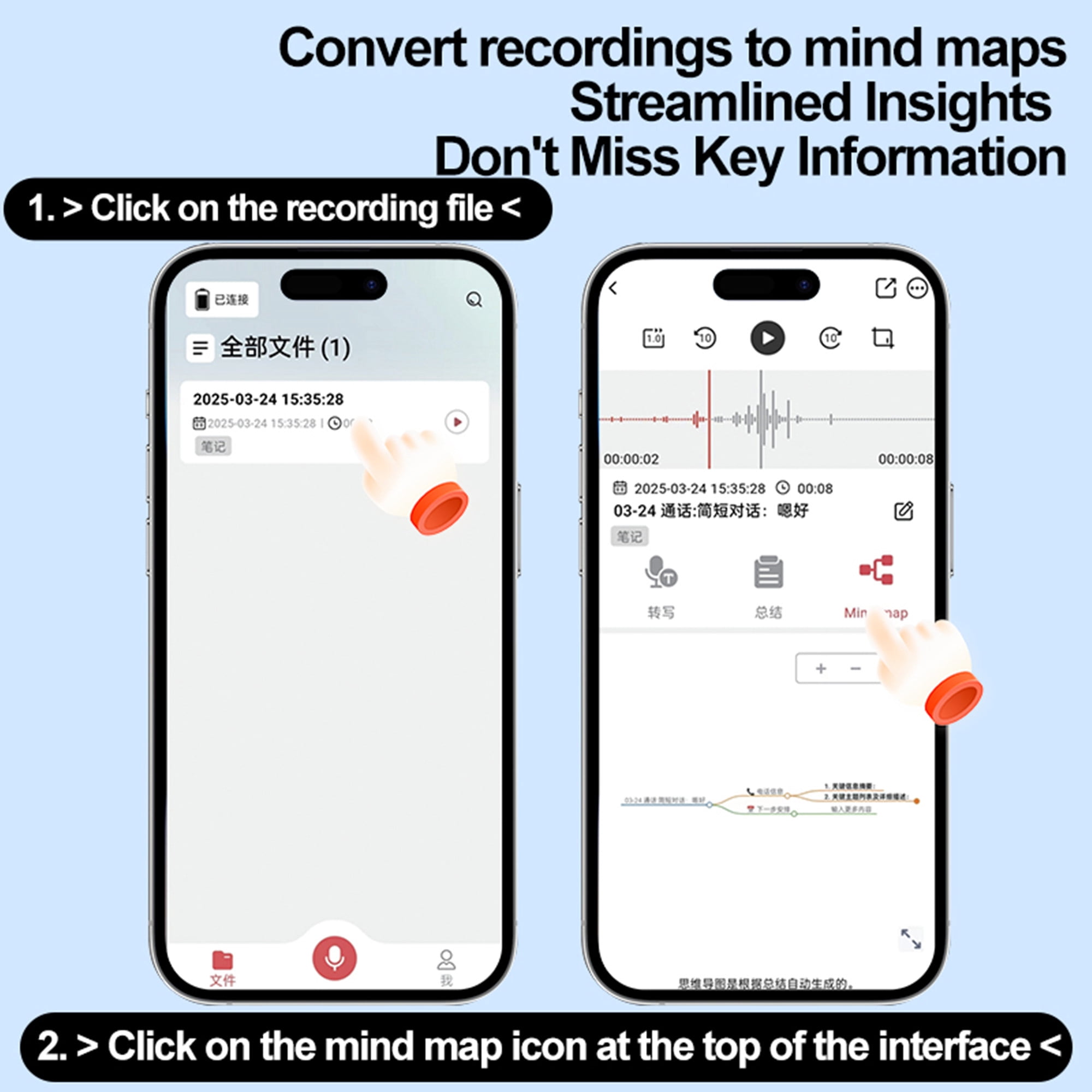 E EYAFA AI Smart Recorder Note Voice Recorder Transcribe & Summarize with 32GB Memory for Lectures/Meetings/Calls