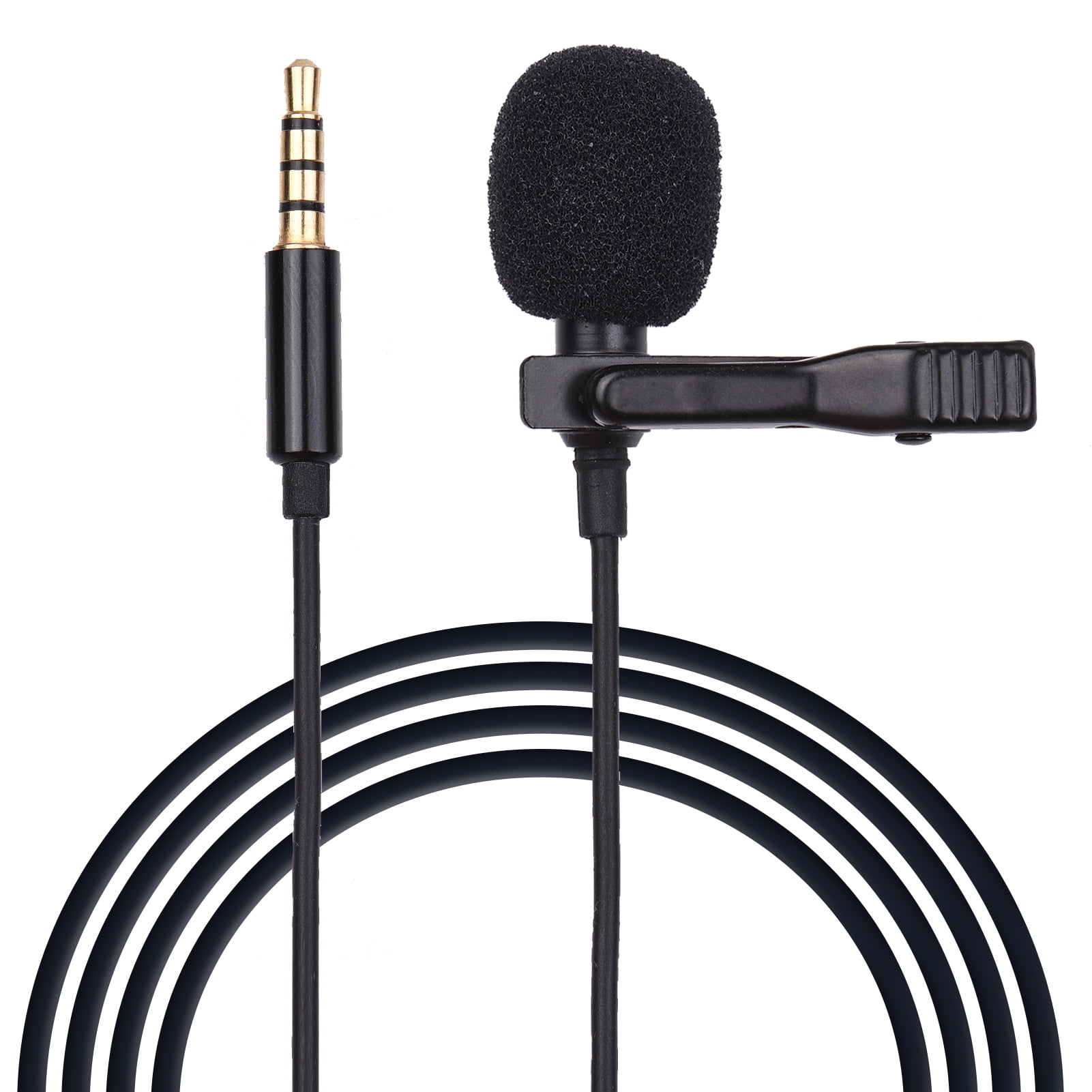 YouTube Podcast Video Conference Interview Black Mugig Lapel Microphone Noise Cancelling Mic with Easy Clip on System Compatible for Android & iOS Smartphones Lavalier Microphone 