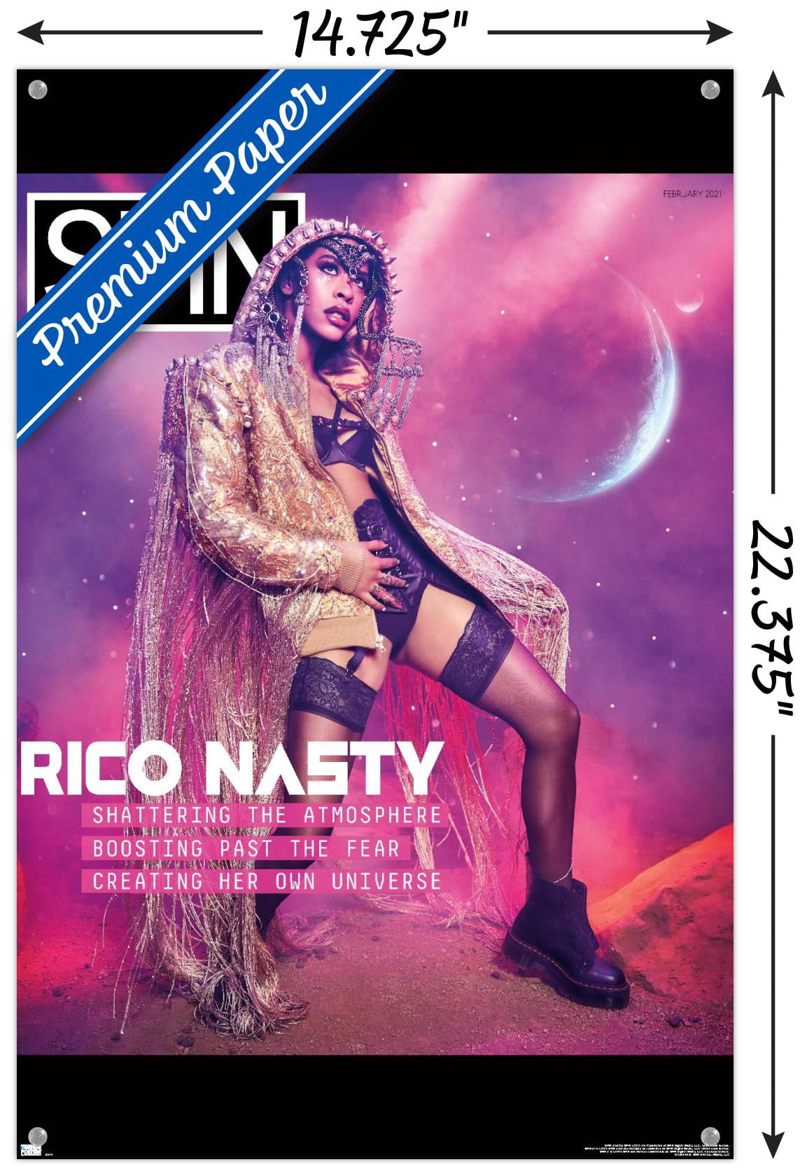 SPIN Magazine - Rico Nasty 21 Wall Poster with Push Pins, 14.725" x 22.375"