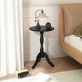 thumbnail image 5 of HLR Round Small End Table Wooden Side Table Pedestal Side Table,Vintage Accent Tables Nightstand, Black, 5 of 7