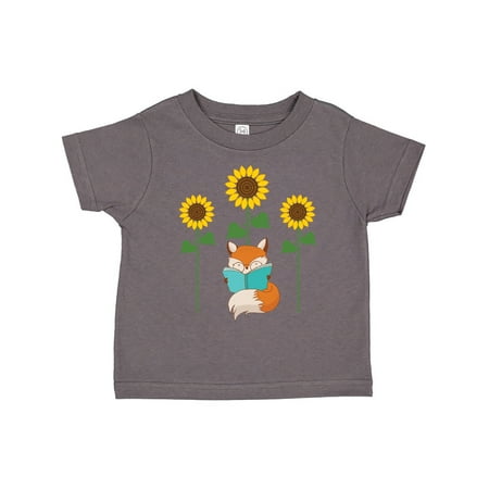 

Inktastic Reading Book Lover Sunflower Fox Gift Toddler Boy or Toddler Girl T-Shirt