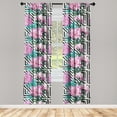 thumbnail image 3 of Ambesonne Nature Curtains, Peonies Geometric Back Art, Pair of 28"x84", Pale Fuchsia and Sea Green, 3 of 5