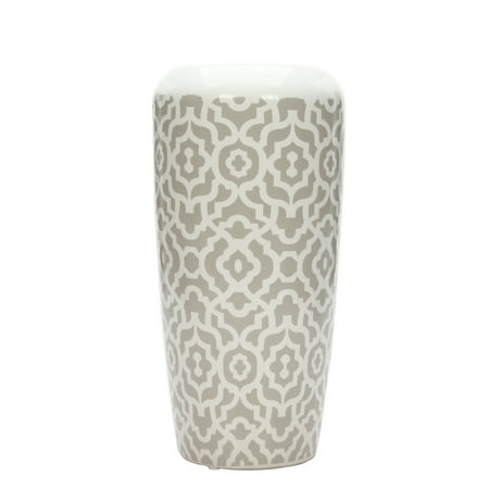 Caprice Vase - Waverly Inspirations Ceramic Lattice Pattern Grey Vase, 1 Each