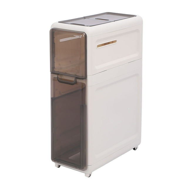 Armoire de Rangement Étroite, Armoire de Rangement de Salle de Bain Mince Étanche avec 6 Roues, Armoire de Rangement pour Toilette Meuble Gain de Place Armoire de Salle de Bain pour Salle de Bain Buanderie