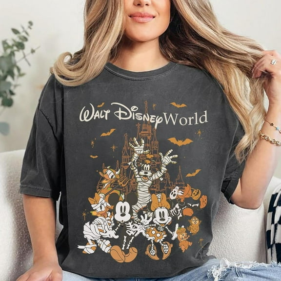 Vintage Disney Costume Party Shirts Mickey And Friends Matching Family Tees Magic Kingdom Costume Party Trip Disneyworld Castle Spooky Season Outfit, S-5Xl Shirt