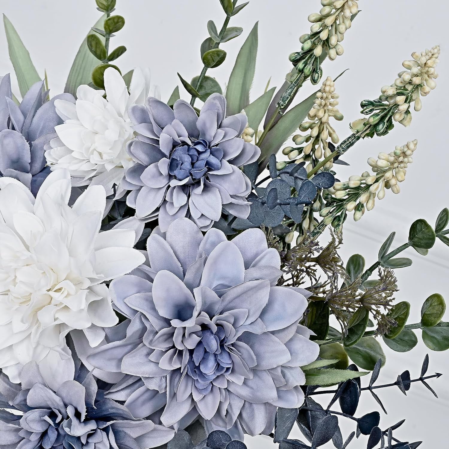 Faux Flowers in Vase, Fake Flowers with Vase, Dahlia Artificial Flowers in Vase Centerpieces for Dining Room Table Artificial Dahlias Flower Arrangement for Home Office Farmhouse