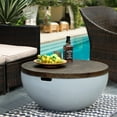 thumbnail image 3 of LuxenHome Gray and Brown MgO Round Coffee Table, Indoors and Outdoors, 3 of 10