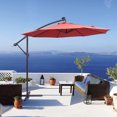thumbnail image 2 of 10ft Offset Umbrella with 32 Solar LED Lights, Hanging Lighted Patio Umbrella, Outdoor Cantilever Umbrella, Solar Umbrella for Garden, Backyard, Patio, Pool, 2 of 9