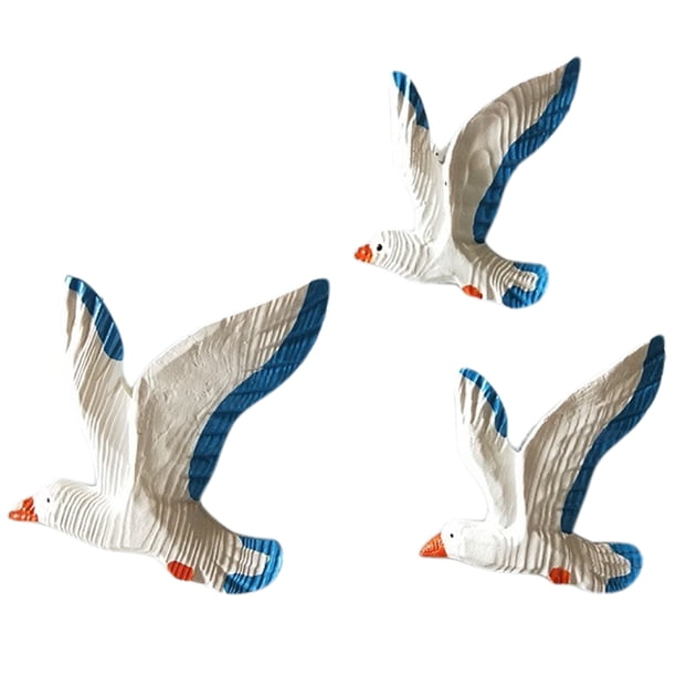 Toystoory Decoración de pared playera de 3 piezas con esplendor de gaviota para un retiro costero. 3 piezas de gaviotas y pájaros para colgar Decoración del hogar A