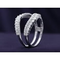 thumbnail image 6 of AFFY 1CT Round Cubic Zirconia Double Row Pave Set Curved Enhancer Guard Ring 14K White Gold over Silver-7.5, 6 of 7