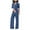 Blue Pants for Women, variant on LMOIPLI Women's Vintage Adjustable Strap Romper Baggy Wide Leg Outfits Plain Color Adjustable Strap Romper Lightweight Long Pants Fashion Summer Clothes Overalls Long Bib Pants Black M