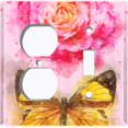 thumbnail image 4 of Metal Light Switch Plate Outlet Cover Pink Rose Flower Butterfly ROS003, 4 of 13