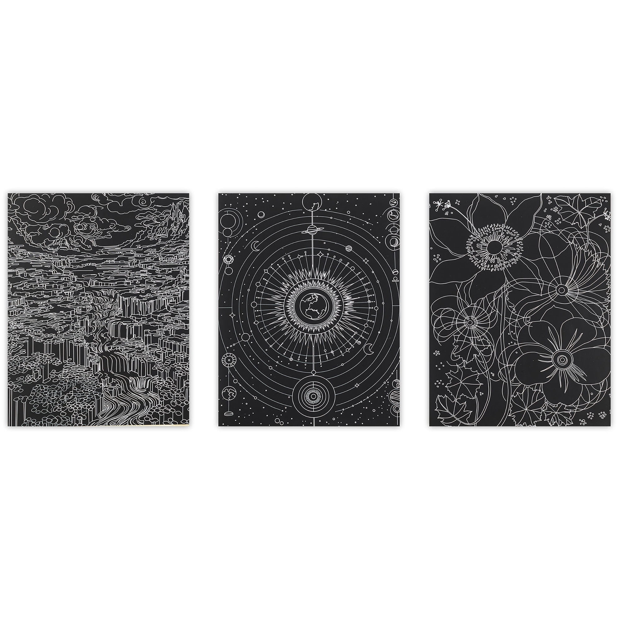 Brea Reese: Scratch Art Paper Pad - Surrealism - 6 Dreamlike Designs, Guided Art, Metallic Accents, Dual-Tip Stylus & Brush, 9x12" Pages, Adult Craft
