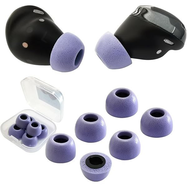 wonima02 Memory Foam Tips for Galaxy Buds Pro Replacement Ear Tips Fit Galaxy Buds Pro Case Noise Isolation, 3 Pairs LMS Purple