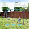 thumbnail image 4 of Outsunny Kids Swing Set with Glider, Outdoor Playground Playset, Purple, 4 of 9