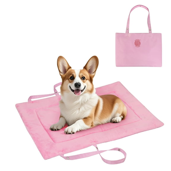 Kritter Planet Reversible Waterproof Foldable Dog Bed Pad for Camping & Travel, Portable Roll-Up Dog Bed Car Seat Pet Cushion Mat with Handles for Small & Medium Dogs, Indoor & Outdoor Use