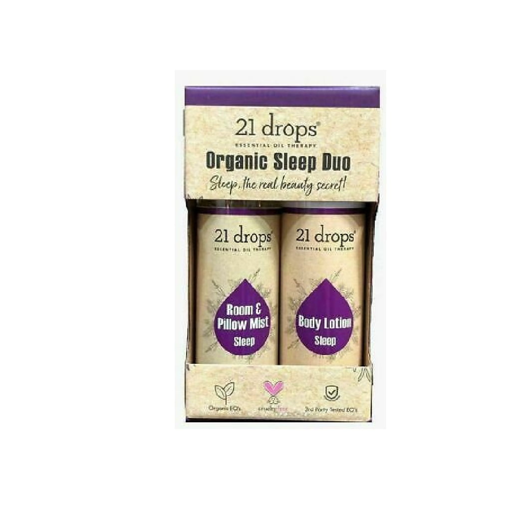 21 Drops Essential Oil Therapy Organic Sleep Duo (Sleep Room & Mist Sleep Body Lotion) - Walmart.com