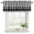 thumbnail image 2 of Gray Black Plaid Valances for Windows, Decorative Rod Pocket Window Valance Curtains, Vintage Star Greyish Buffalo Lattice Short Curtain Drapes for Kitchen/Living Room, 2 Panels, 60" W x 18" L, 2 of 8