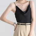 thumbnail image 3 of MESSUEN Cami Tops for Women Silk Camisole Tops for Women Cowl Neck Camisole Silk for Cowl Neck Camis Satin Tank Strap Loose Blouse Women's Summer Blouses Womens Fashion Black M, 3 of 9