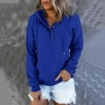 thumbnail image 2 of Susanny Fitted Pullover Hoodies for Women Boutton Up Oversized Henley Drawstring Hoodie Collar Big Pocket Comfy Sweatshirt Hooded Plain Womens Clothes Fall 2023 Royal Blue XL, 2 of 7
