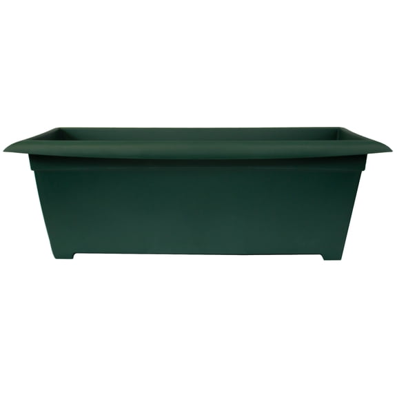 Bloem Dayton 27" Wide Plastic Planter Box - 100% Recycled Plastic Outdoor Rectangular Pot for Deck, Patio & Porch, Turtle Green