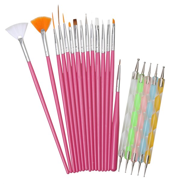 20pcs mujeres Nail Art Design Set Dotting Painting Drawing Polish Brush Pen Herramientas Rosado Sunnimix Arte del clavo polaco Recogida barniz cepillo de la pluma de dibujo