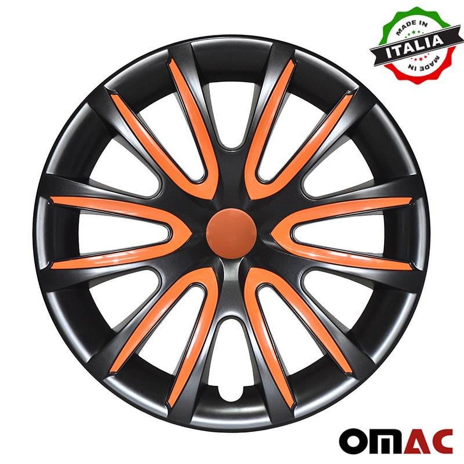 OMAC USA 99FR240B16O 16" Inch Hubcaps Wheel Rim Cover Glossy Black with