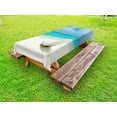 thumbnail image 1 of Seaside Outdoor Tablecloth, Maldivian Beach Sunbed at Seashore Sunny Day Travel Destination Picture, Decorative Washable Fabric Picnic Tablecloth, 58 X 120 Inches, Turquoise Off White, by Ambesonne, 1 of 2