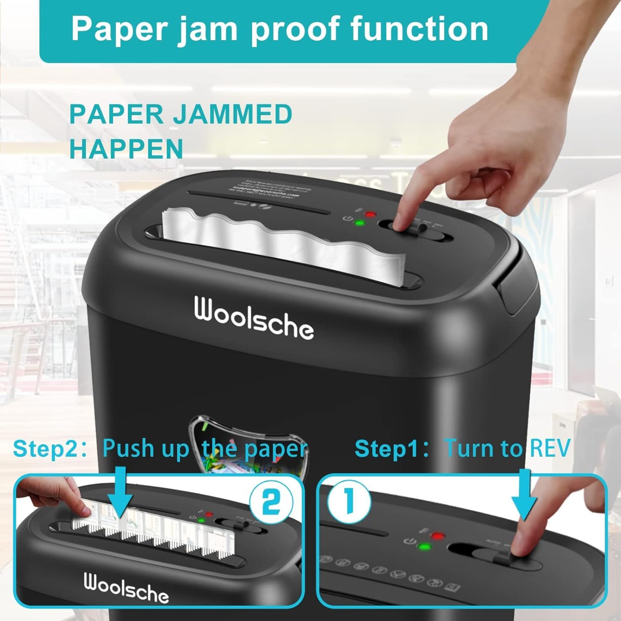 6.6 Gallon Shredded Paper Barrel, Cross-shaped Shredder, with Safety Anti-paper Jam Feature, Equipped with Three-mode Control Switch, Suitable for Both Home and Office Use