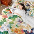 thumbnail image 4 of Homewish Garden Floral Flower Twin Bedding Sets 7-Piece, Kawaii Butterfly Bedding Comforter Set, Oil Printing Artwork Reversible Sheet Sets, Luxury Bedroom Decor, 4 of 7