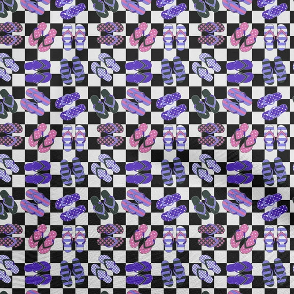 oneOone Polyester Spandex Black Fabric Beach Slipper Quilting Supplies Print Sewing Fabric By The Yard 56 Inch Wide