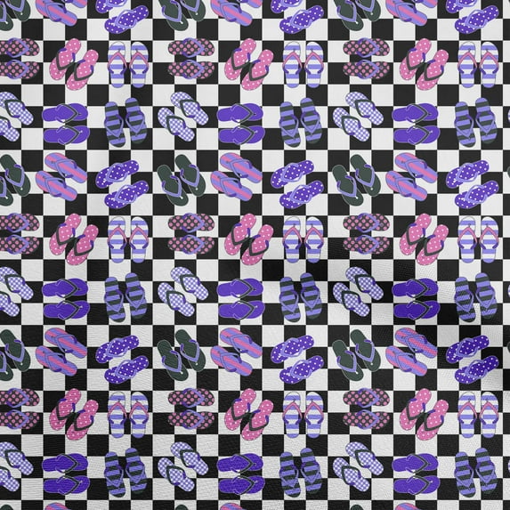 oneOone Cotton Cambric Black Fabric Beach Slipper Sewing Fabric By The Yard Printed Diy Clothing Sewing Supplies 56 Inch Wide