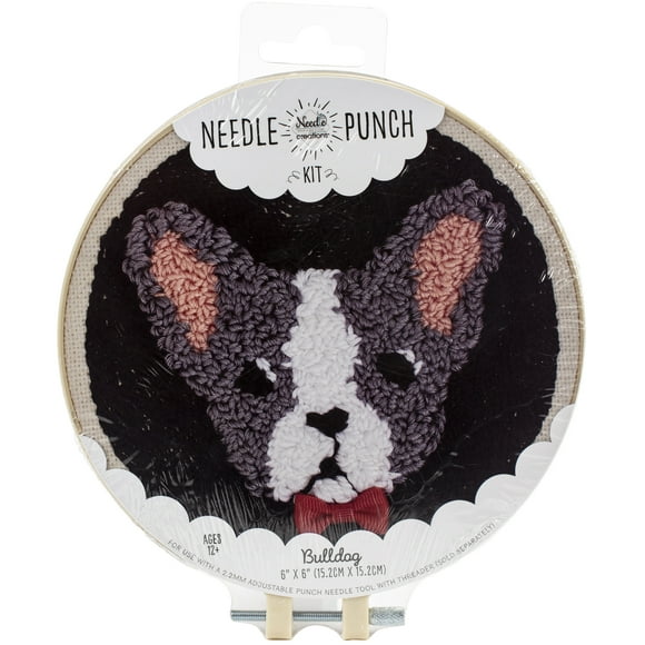 Fabric Editions Needle Creations Needle Punch Kit 6"-Bulldog
