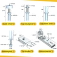 thumbnail image 4 of 18 Pieces Bi-Fold Door Hardware Repair Kit - 2 Pieces Replacement for Bi-Fold Sliding Closet Doors Includes Top & Bottom Bracket, 3/8" Pivot, Guide Wheel, 100mm, 4 of 5