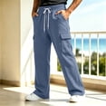thumbnail image 5 of BVOFAR Cargo Sweatpants for Men Wide Leg Baggy Sweatpants Loose Soft Drawstring Elastic Waisted Pant with Pockets Navy XL, 5 of 10