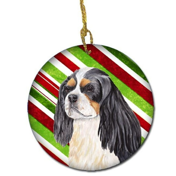 Cavalier Spaniel Candy Cane Holiday Christmas Ceramic Ornament